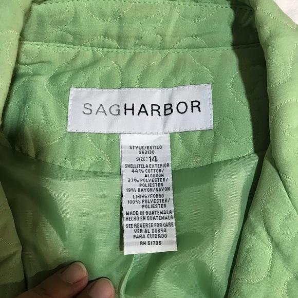 Sag Harbor 2 Buttons Blazer Women’s Size 14 Color Green Quilted Notched Collar. - Picture 4 of 13